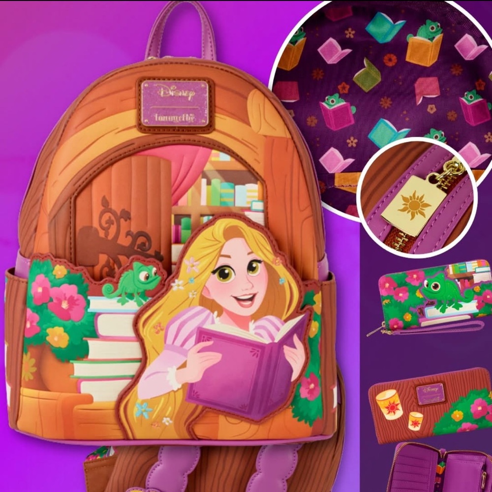 Loungefly Tangled Rapunzel Exclusive Books Mini Backpack & Wallet Set - Picture 2 of 15